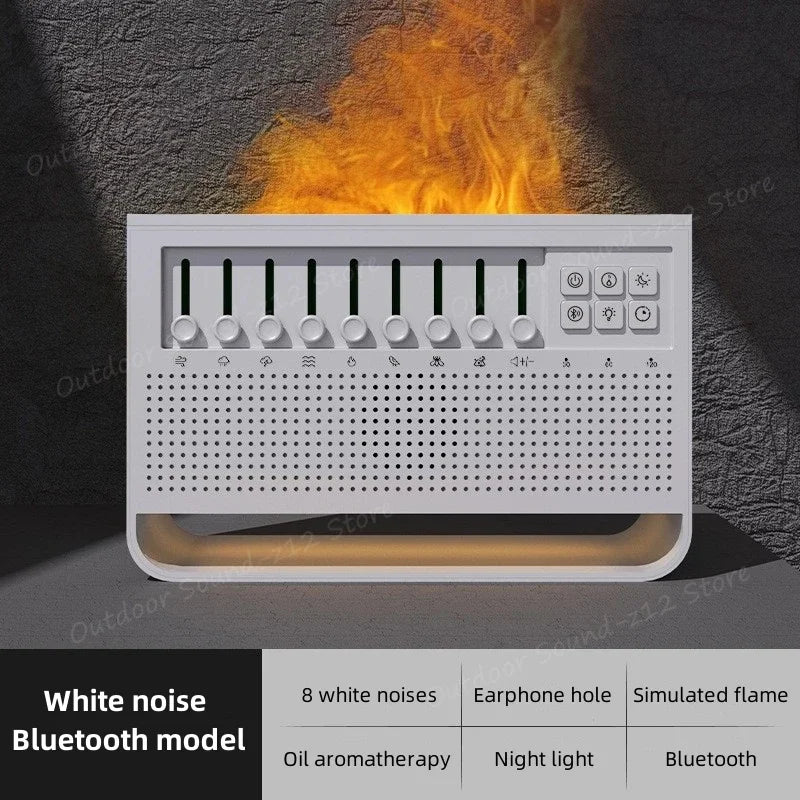 Bluetooth Speaker With 8 Kind Of White Noise Sleep Music 200Ml Aromatherapy Air Humidifier Simulation Flame Night Light